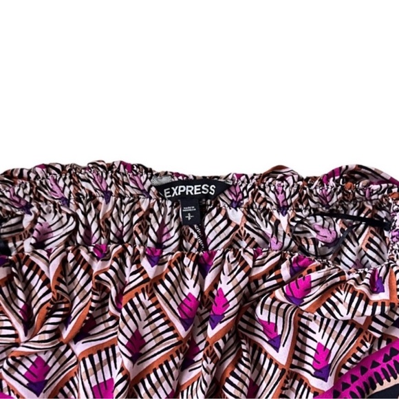 Express Multi Colored Print Strapless Blouson Top Size Small - Picture 3 of 7